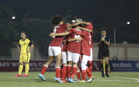 Selebrasi Timnas Wanita Indonesia saat Sheva Imut mencetak gol ke gawang Malaysia / Dok.PSSI
