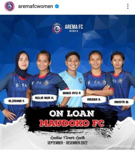Lima Pemain Arema FC Women yang dipinjamkan ke Maudoko FC, Timor Leste / Dok. Instagram Resmi Arema FC Women @aremafcwomen